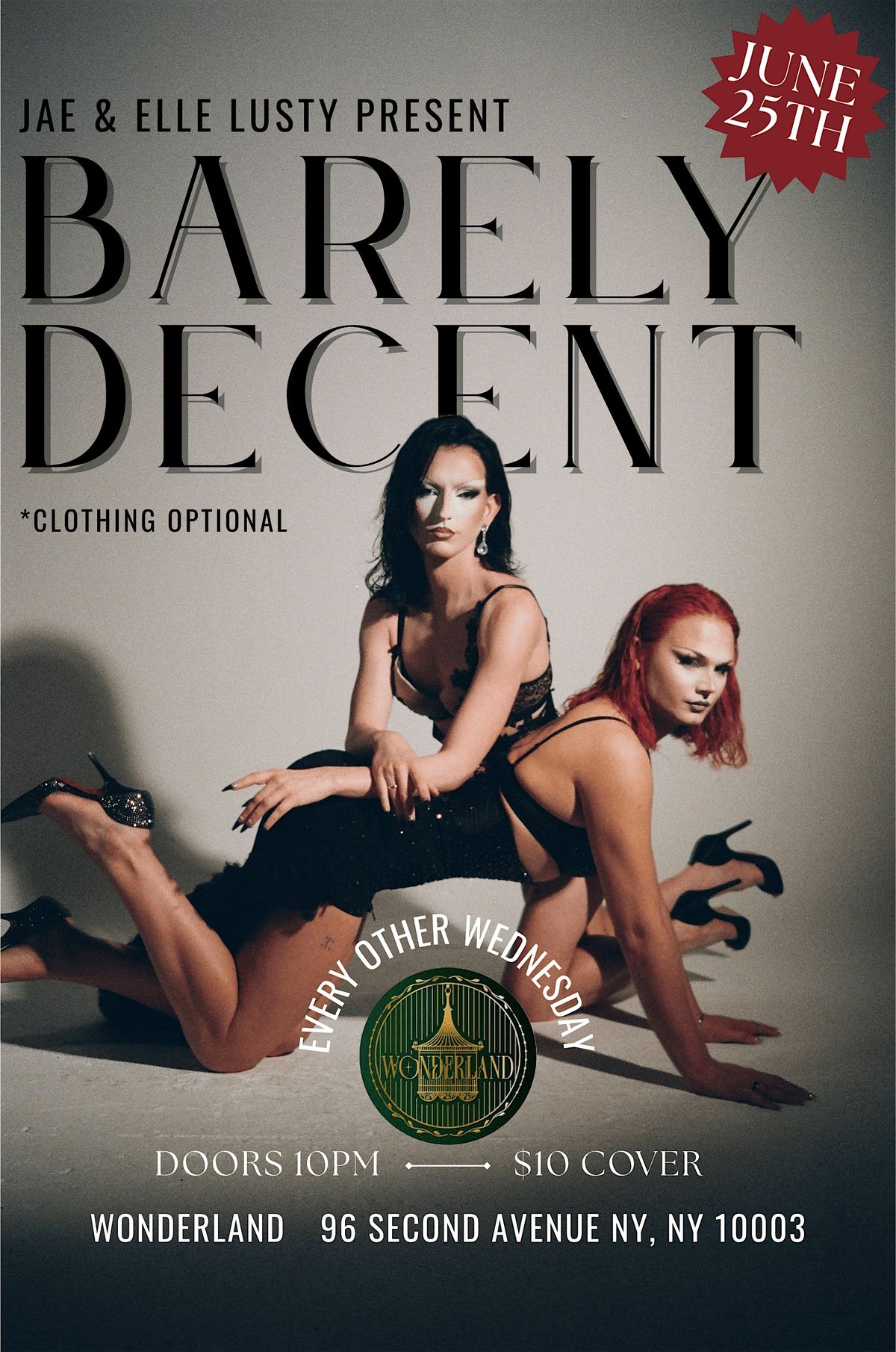 BARELY DECENT presents by Jae & Elle Lusty, 25 June | Event in New York | AllEvents