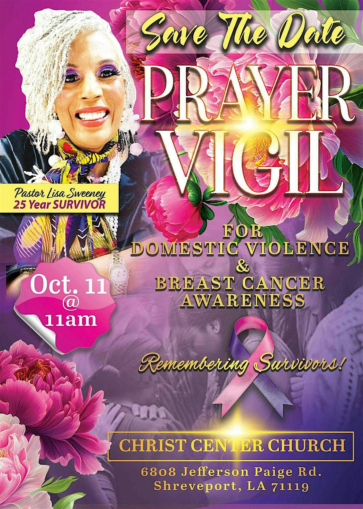 PRAYER VIGIL FOR DOMESTIC VIOLENCE AND BREAST CANCER AWARENESS, 11 October | Event in Shreveport | AllEvents