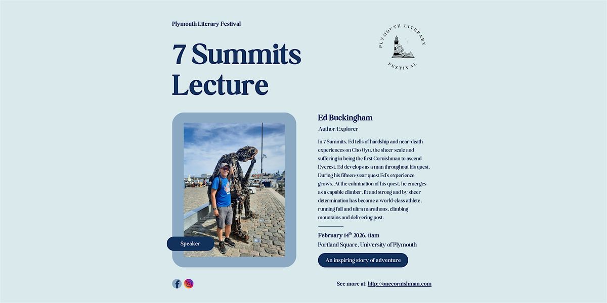 7 Summits Lecture with Ed Buckingham, 14 February | Event in Plymouth | AllEvents