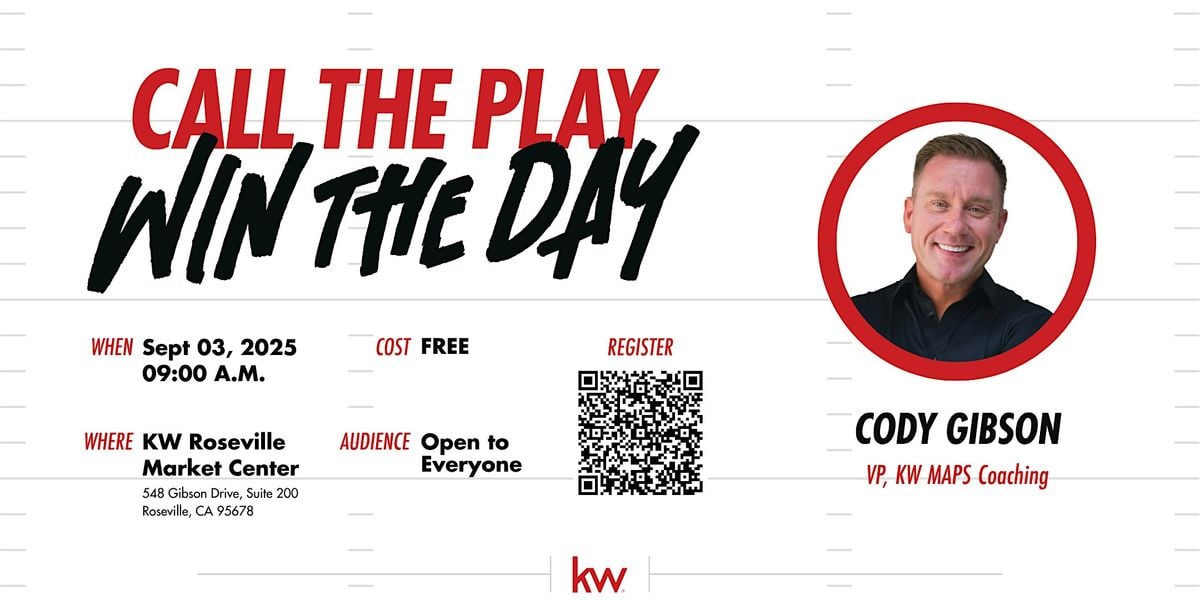 Call the Play, Win the Day w/Cody Gibson, 3 September | Event in Roseville | AllEvents