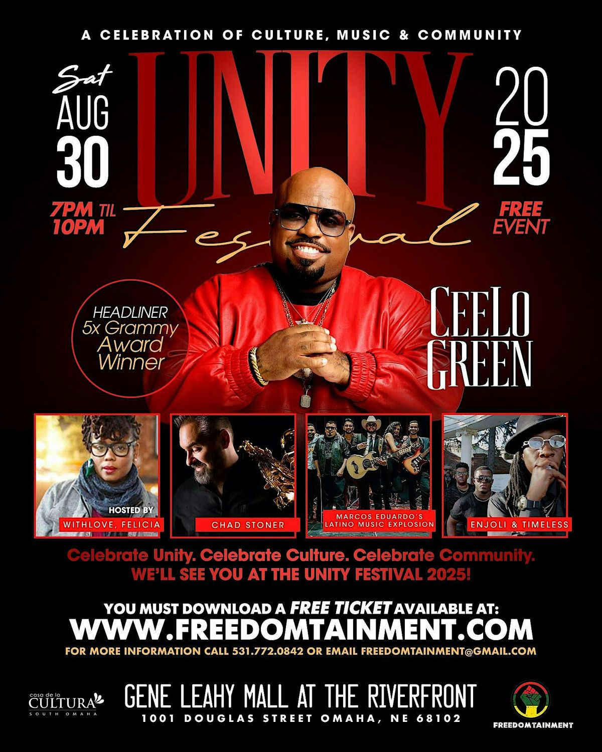 Unity Fest 2025 :A Celebration of Culture, Music & Community Ceelo Green, 30 August | Event in Omaha | AllEvents