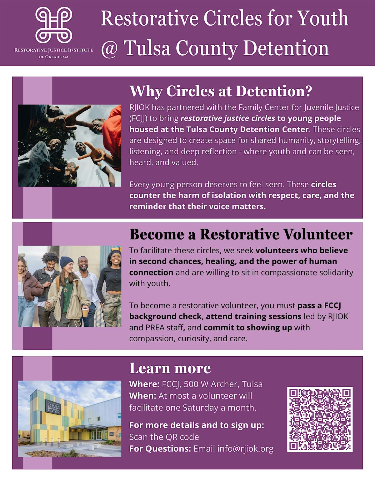 RJIOK Volunteer Training: Restorative Circles for Youth at FCJJ, 6 December | Event in Tulsa | AllEvents