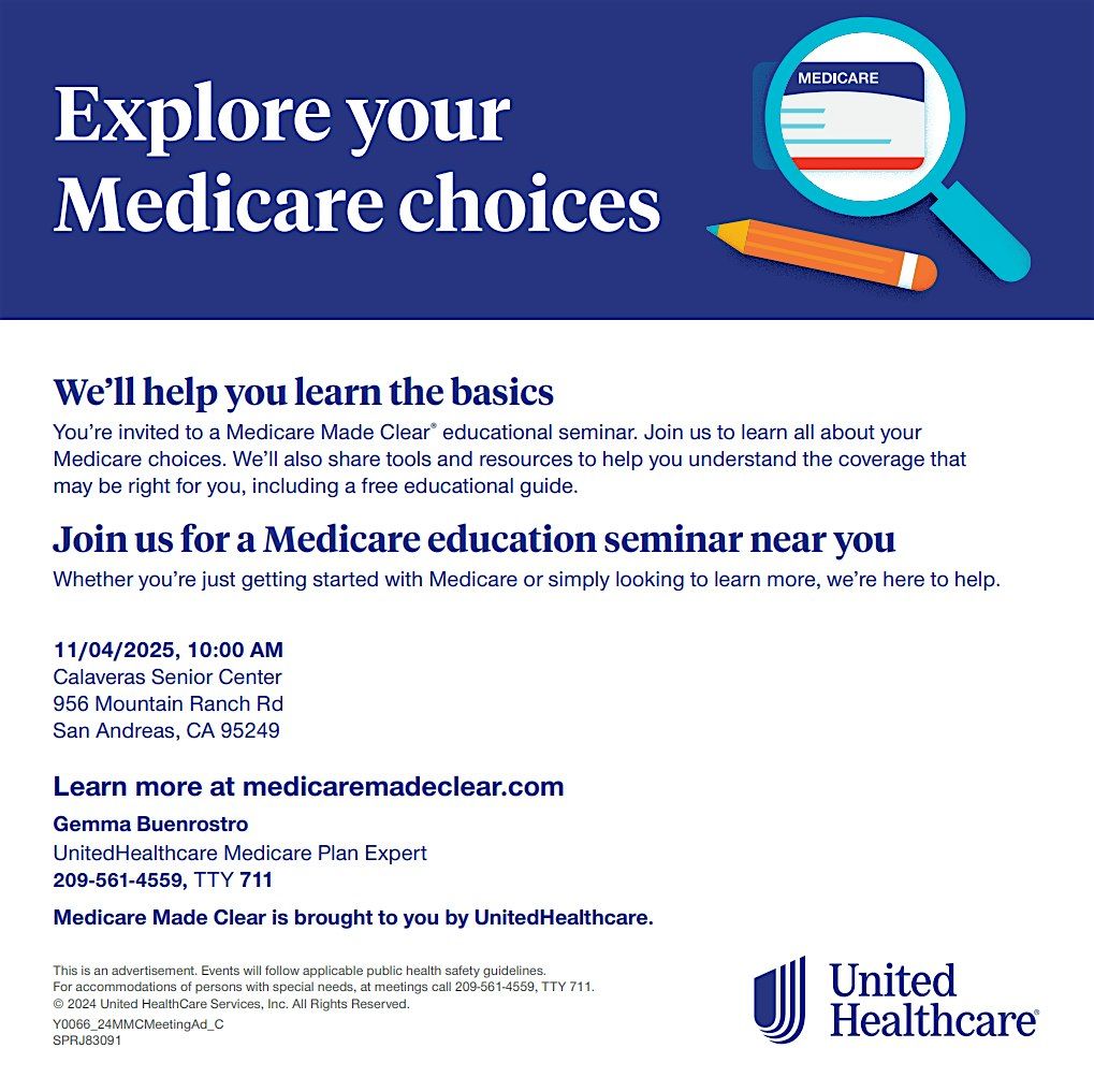 Exploring Medicare Choices, 4 November | Event in San Andreas | AllEvents