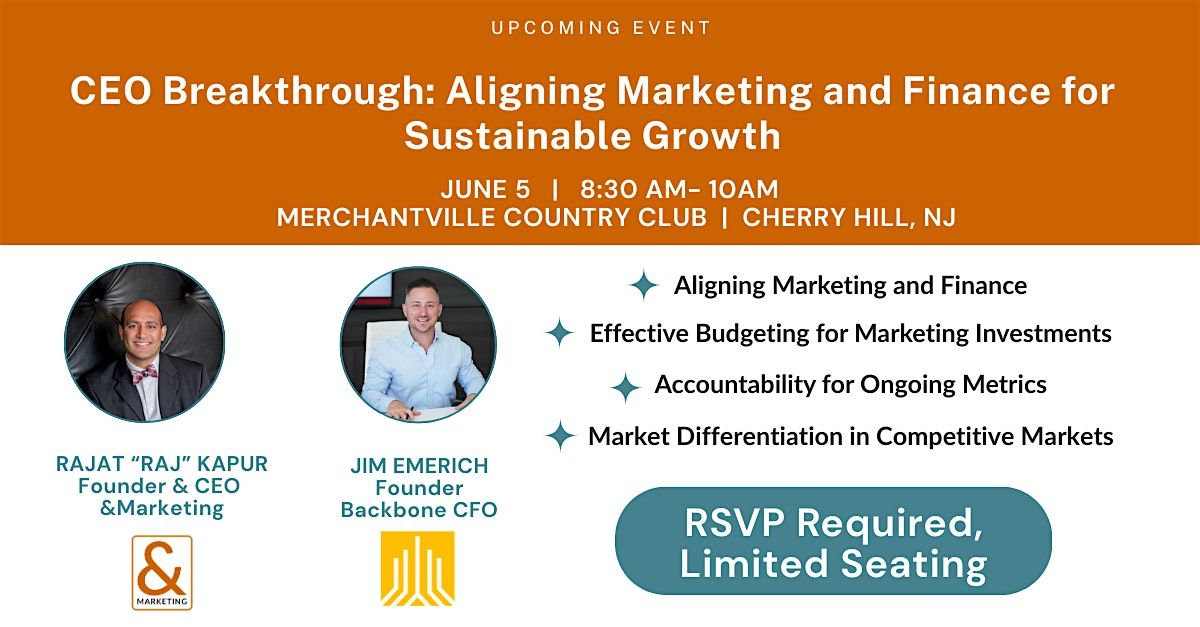 Aligning Marketing and Finance for Sustainable Growth, 5 June | Event in Cherry Hill Township | AllEvents