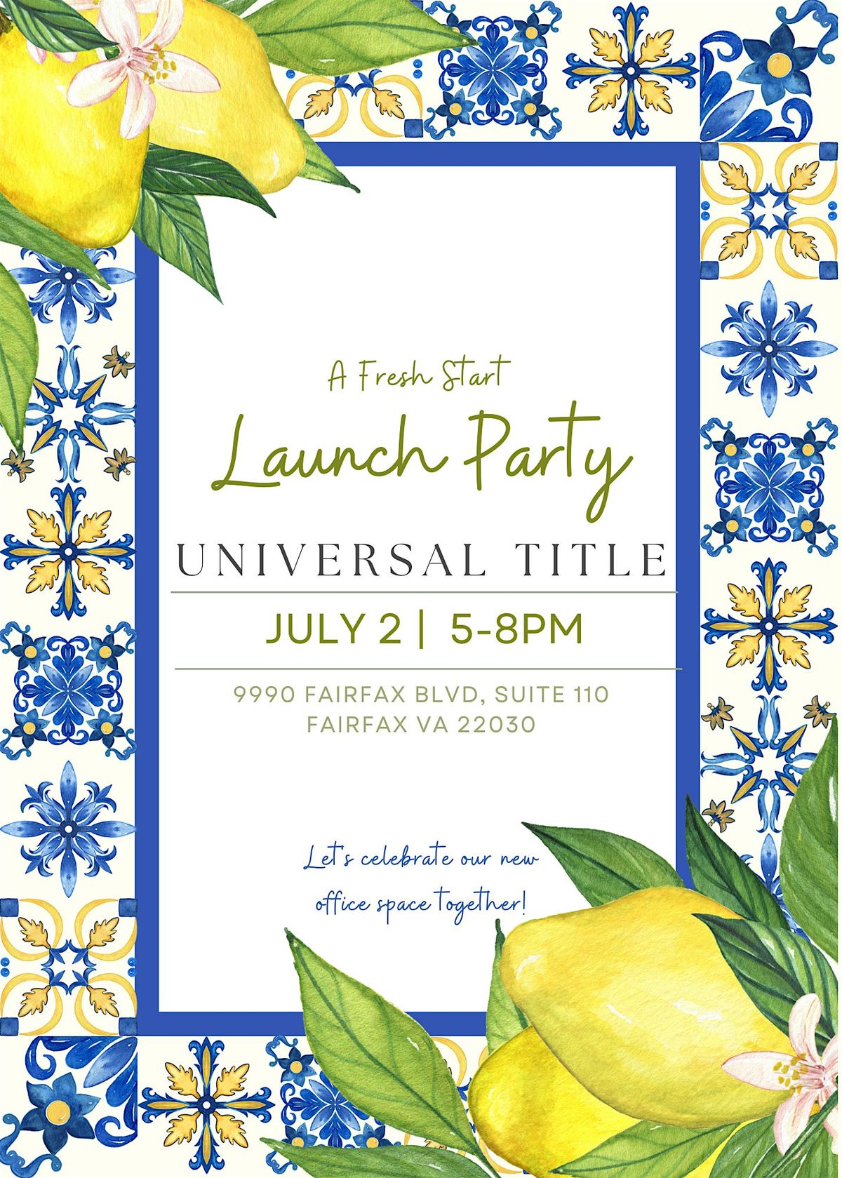 A Fresh Start: Universal Title Fairfax's Launch Party, 2 July | Event in Fairfax | AllEvents