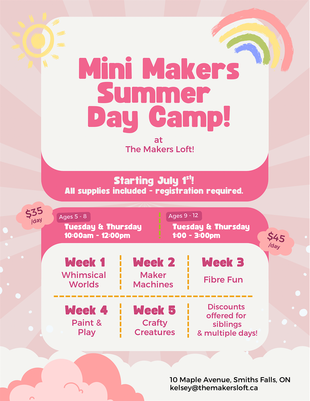 Mini Makers Summer Camp - Ages 5-8, 1 July | Event in Smiths Falls | AllEvents