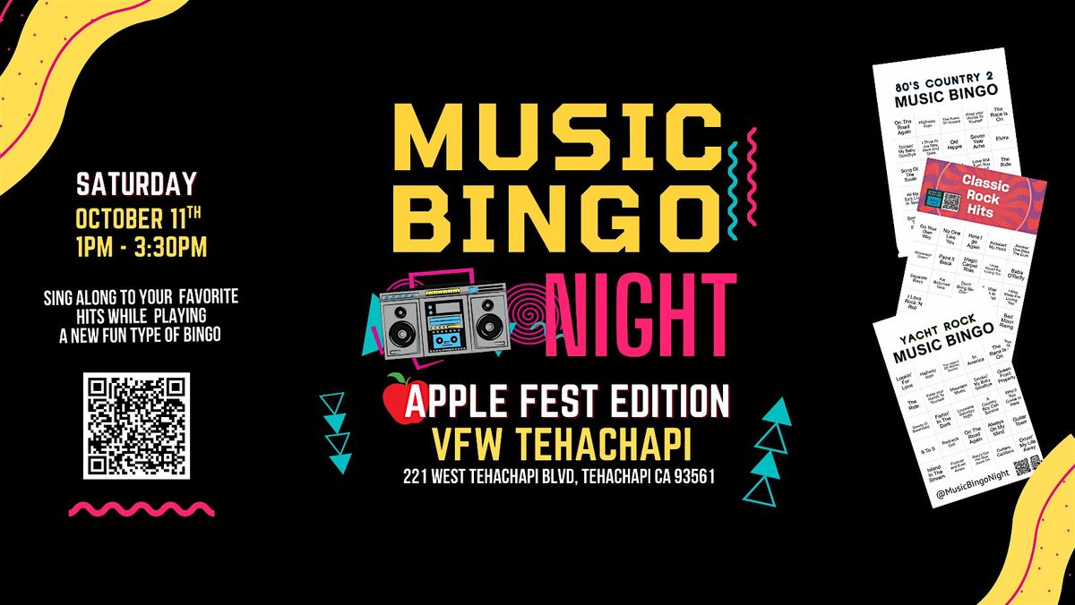 Applefest Music Bingo Night @ Tehachapi VFW, 11 October | Event in Tehachapi | AllEvents