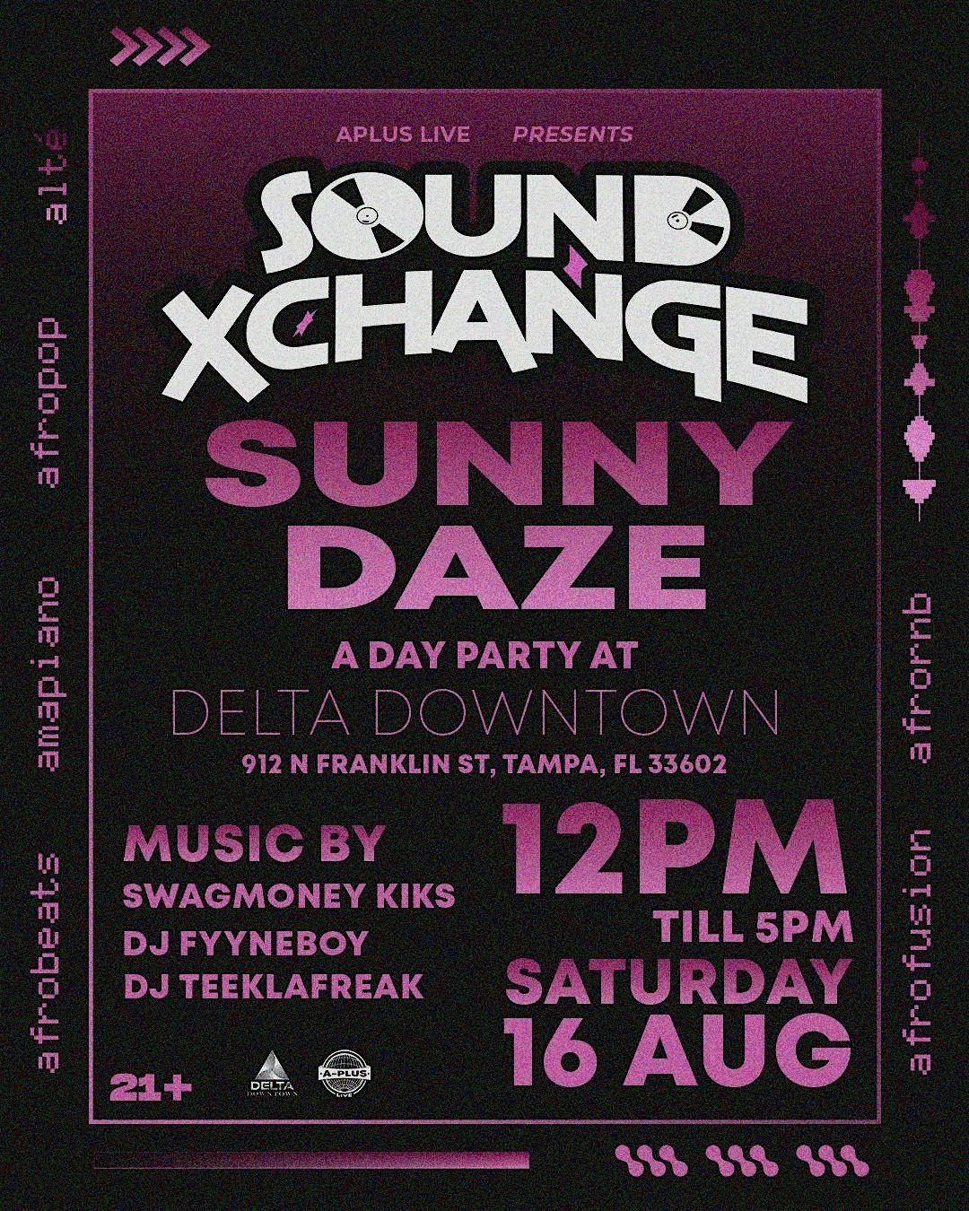 Sound Xchange: Sunny Daze, 16 August | Event in Tampa | AllEvents