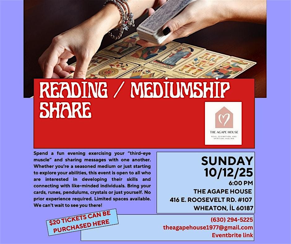 Reading/Mediumship Share (Tarot etc.), 12 October | Event in Wheaton | AllEvents