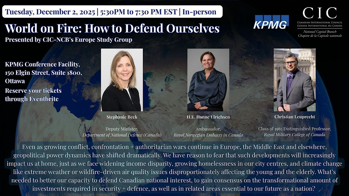 World on Fire: How to Defend Ourselves, 2 December | Event in Ottawa | AllEvents