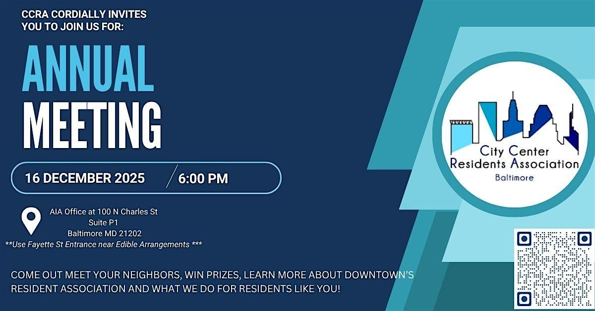 2025 Annual Meeting of the City Center Residents Association, 16 December | Event in Baltimore | AllEvents