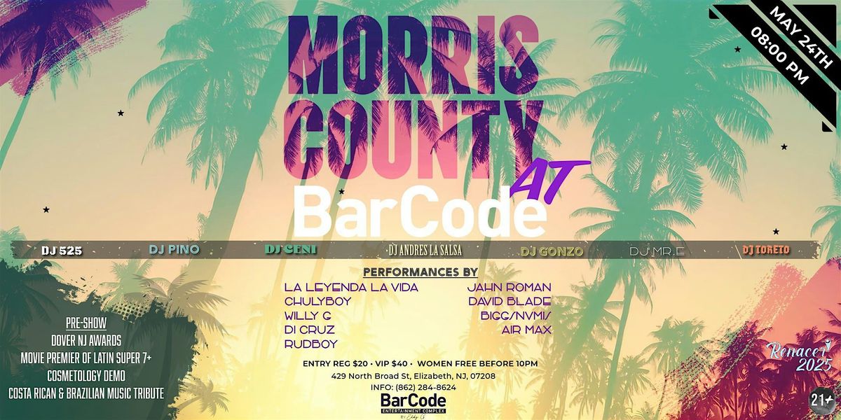 Morris County at Carnival Room | BarCode, Elizabeth NJ, 24 May | Event in Elizabeth | AllEvents