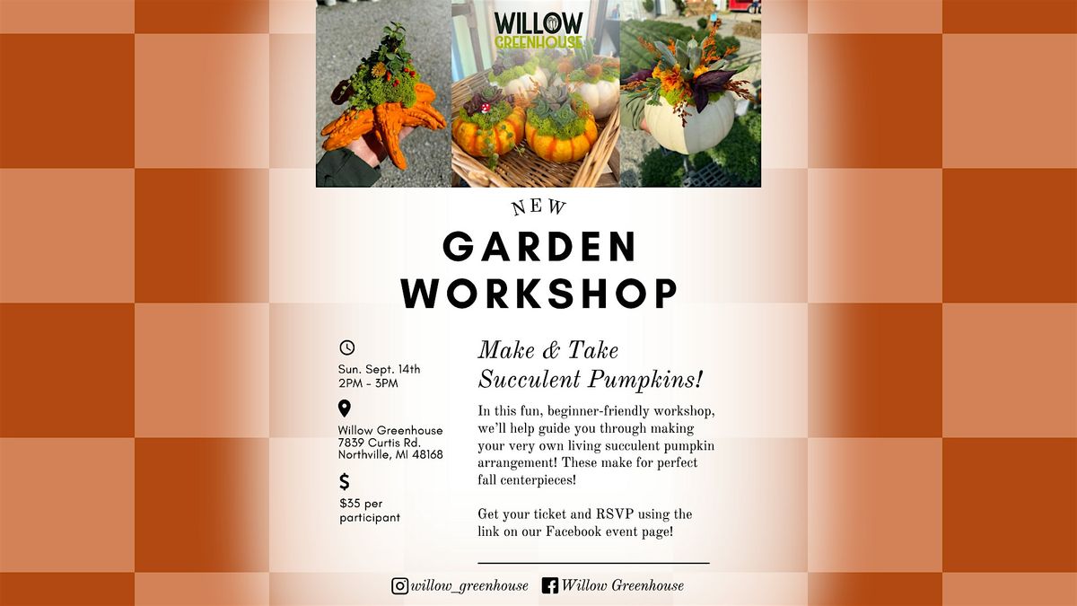 9/14 Succulent Pumpkin Arrangement Make & Take, 14 September | Event in Northville | AllEvents