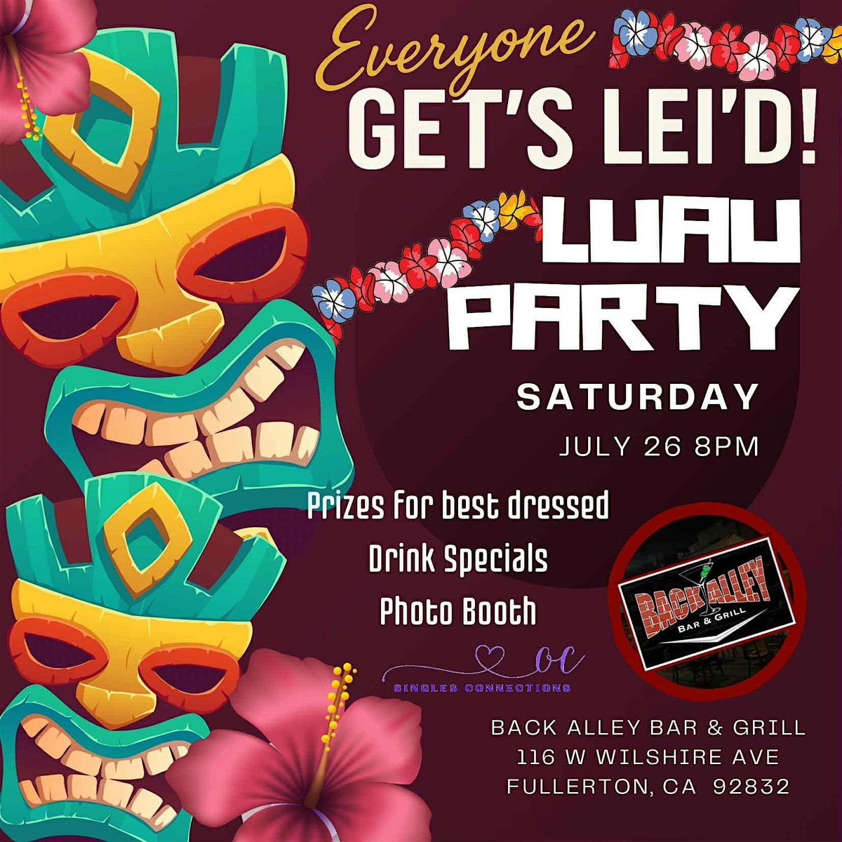 Let's Get Lei'd Singles  Luau, 26 July | Event in Fullerton | AllEvents