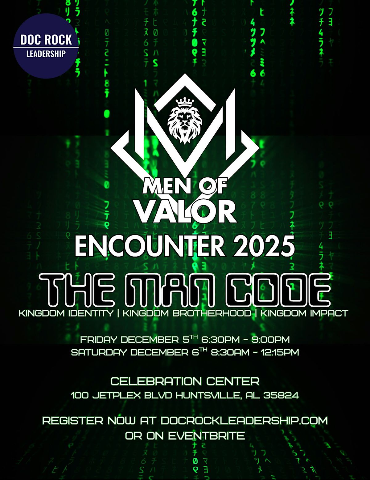 MEN OF VALOR ENCOUNTER: The Man Code, 5 December | Event in Huntsville | AllEvents