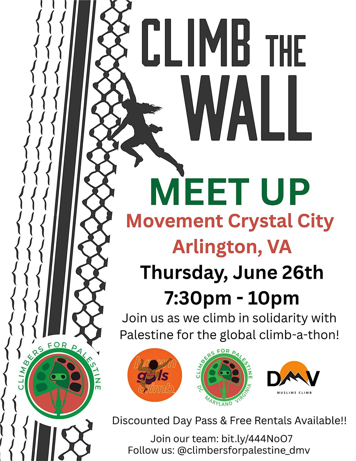 Climb with BGC x Climbers for Palestine  x DMV Muslim Climb - DMV (June), 26 June | Event in Arlington | AllEvents