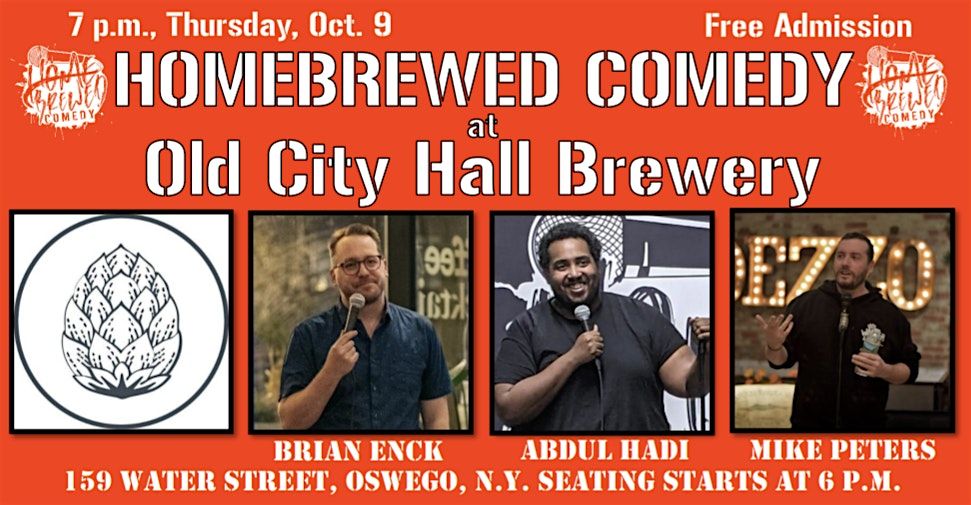 Homebrewed Comedy at Old City Hall Brewery, 9 October | Event in Oswego | AllEvents