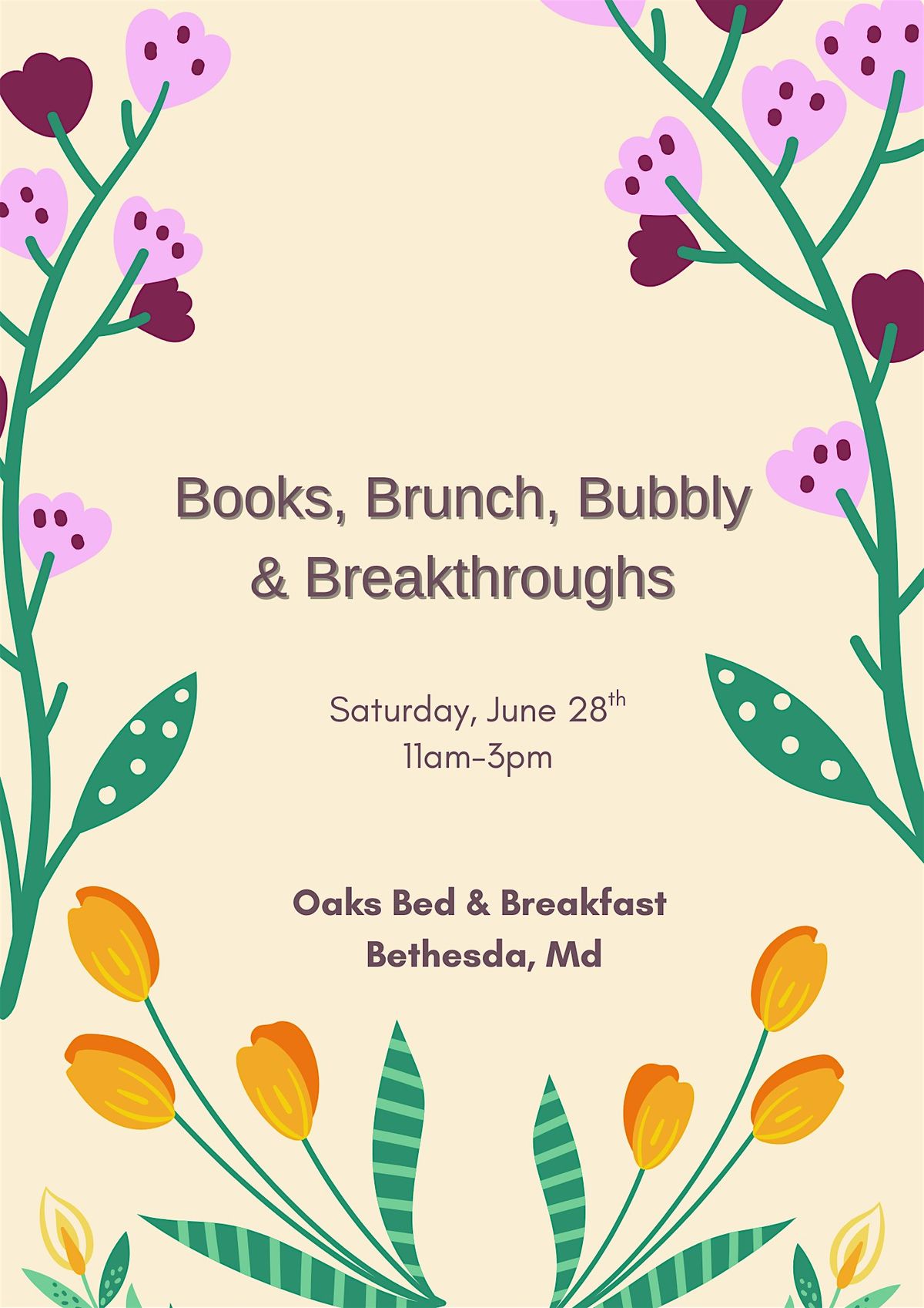 Books, Brunch, Bubbly, & Breakthroughs: A Literary Gathering for  Women, 28 June | Event in Bethesda | AllEvents
