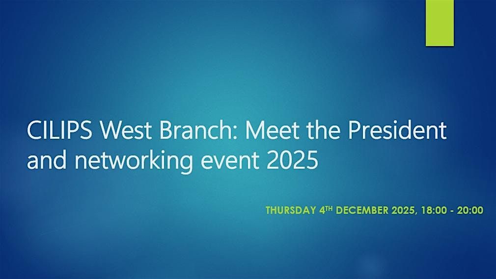 CILIPS West Branch: Meet the President and Networking Event 2025, 4 December | Event in Glasgow | AllEvents