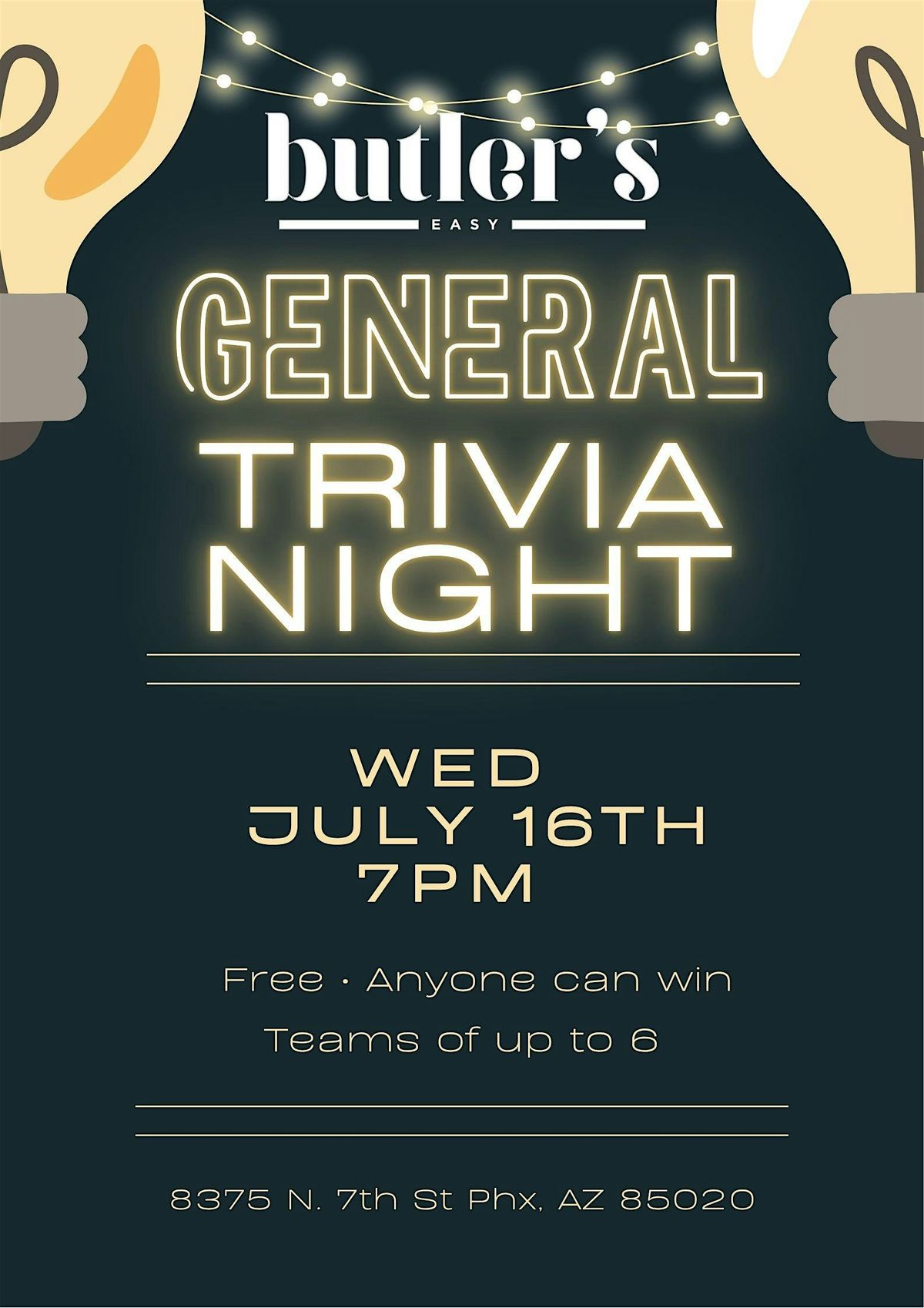 General Trivia at Butler's Easy, 16 July | Event in Phoenix | AllEvents