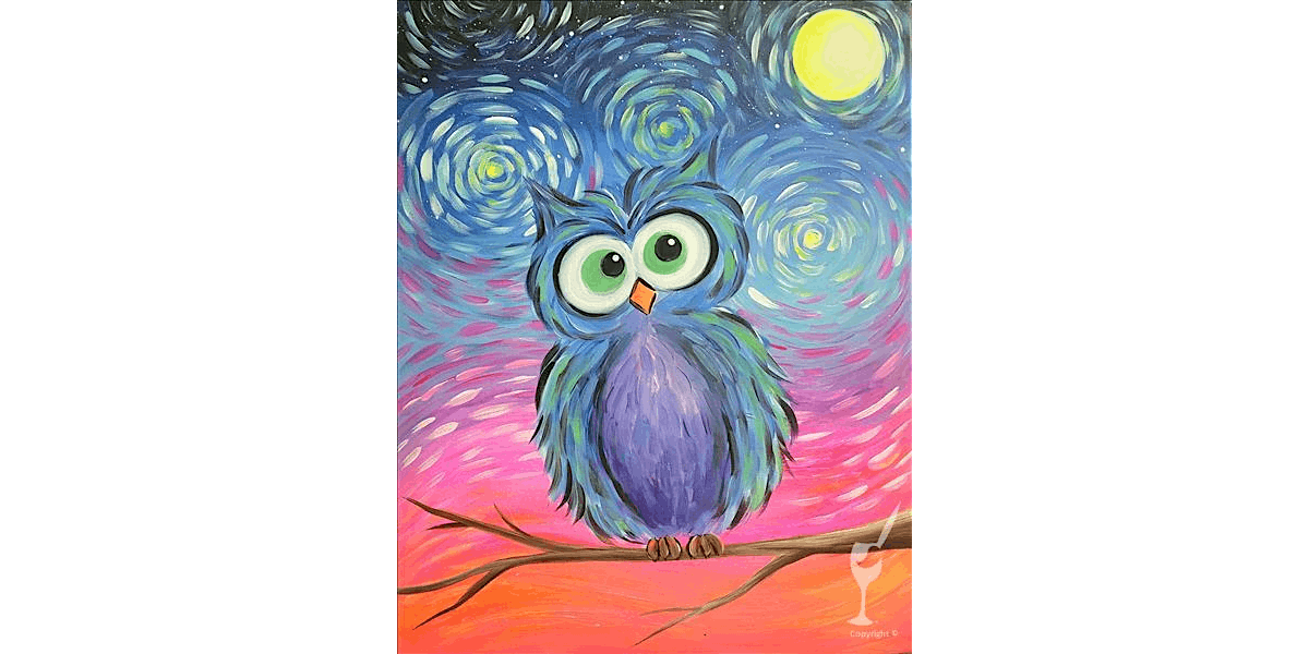 Starry Nighttime Owl Scene - Paint and Sip in New Braunfels | Classpop!™, 3 August | Event in New Braunfels