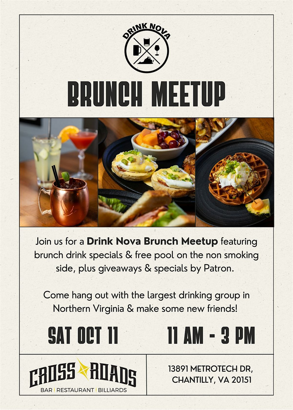 Drink NOVA Brunch Meetup @ Crossroads!, 11 October | Event in Chantilly | AllEvents