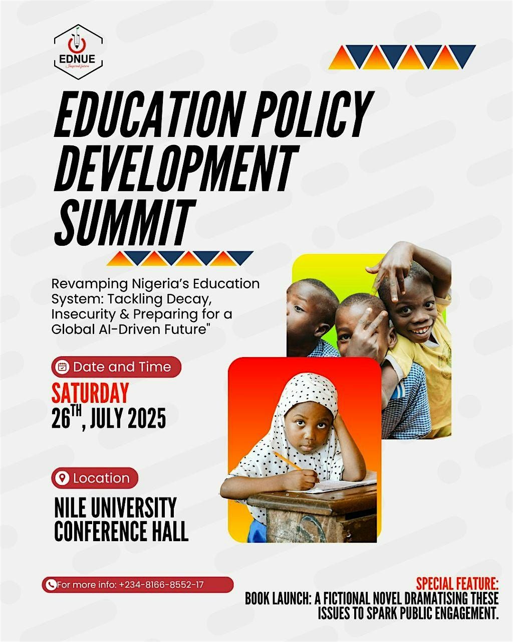 Education Policy Development Summit/   "Thegirlwhocarriedfire"Book Launch, 26 July | Event in Abuja