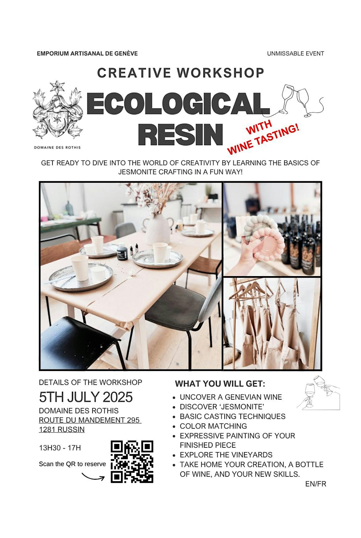 Creative workshop ‘eco résine’ & wine tasting at the vineyard | Event in Russin | AllEvents