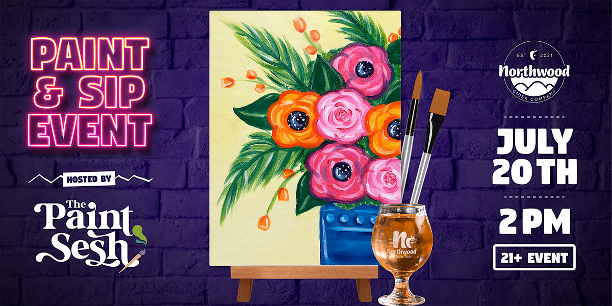 Paint & Sip Painting Event in Cincinnati, OH – “Tropic Blooms” at Northwood, 20 July | Event in Cincinnati