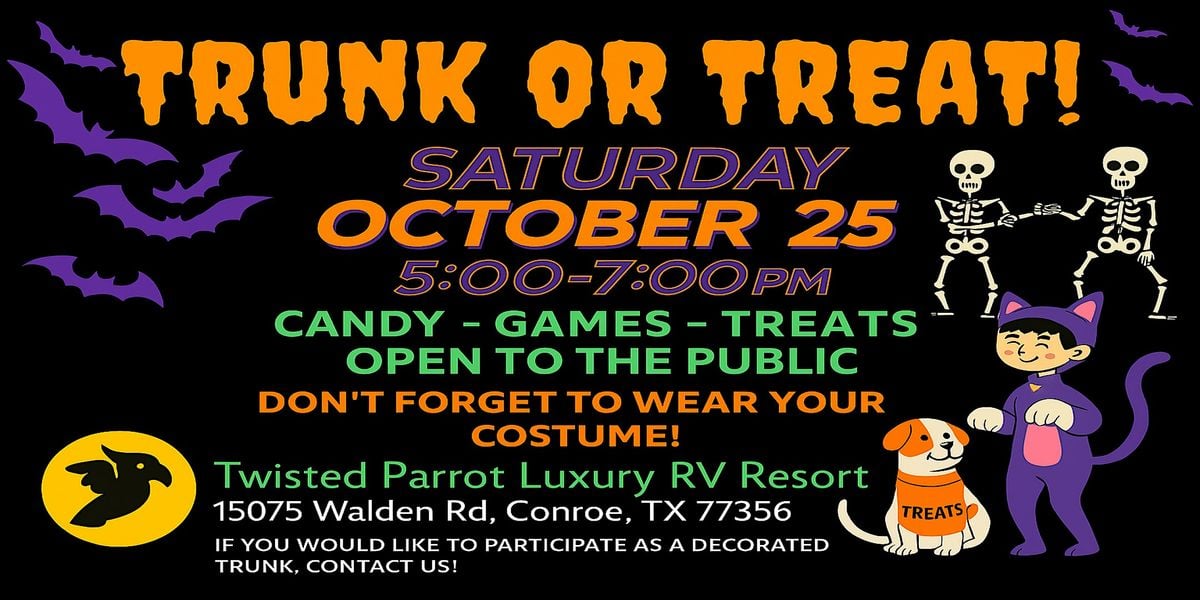 Trunk or Treat at Twisted Parrot Luxury RV Resort, 25 October | Event in Montgomery | AllEvents