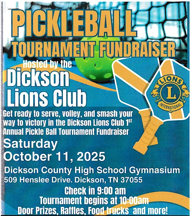 Pickleball Tournament Fundraiser, 11 October | Event in Dickson | AllEvents
