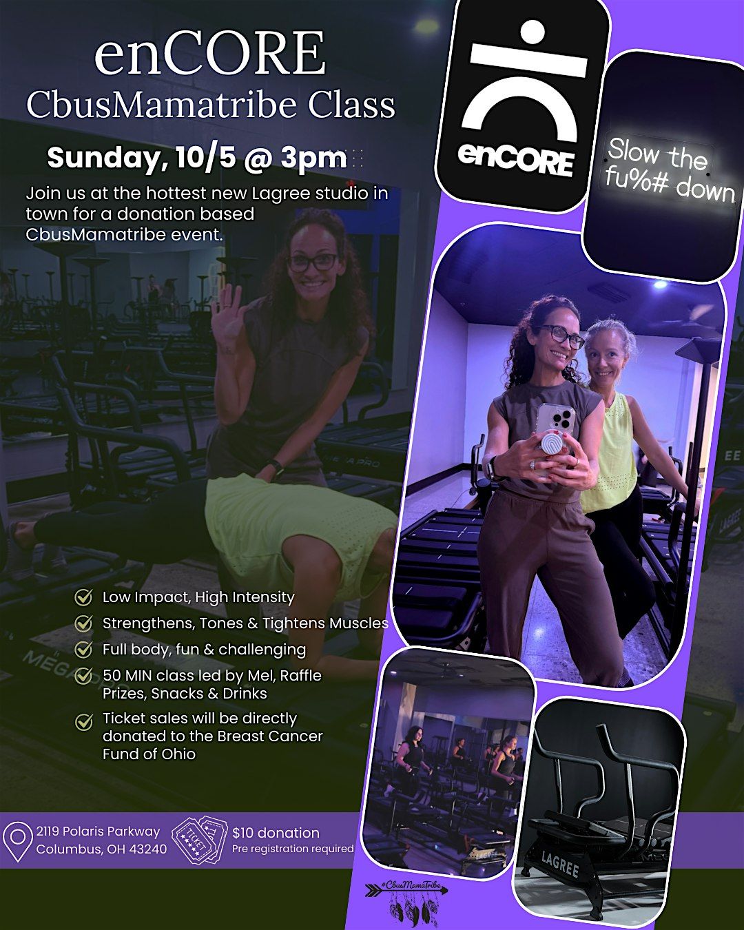 enCORE + CbusMamatribe  Lagree Class, 5 October | Event in Columbus | AllEvents