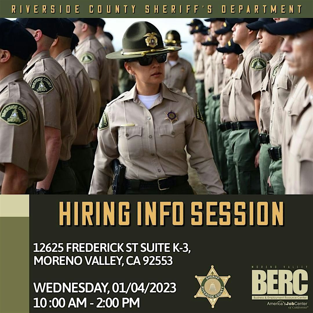 Riverside County Sheriff's  Department Hiring Information Session, 15 May | Event in Moreno Valley | AllEvents