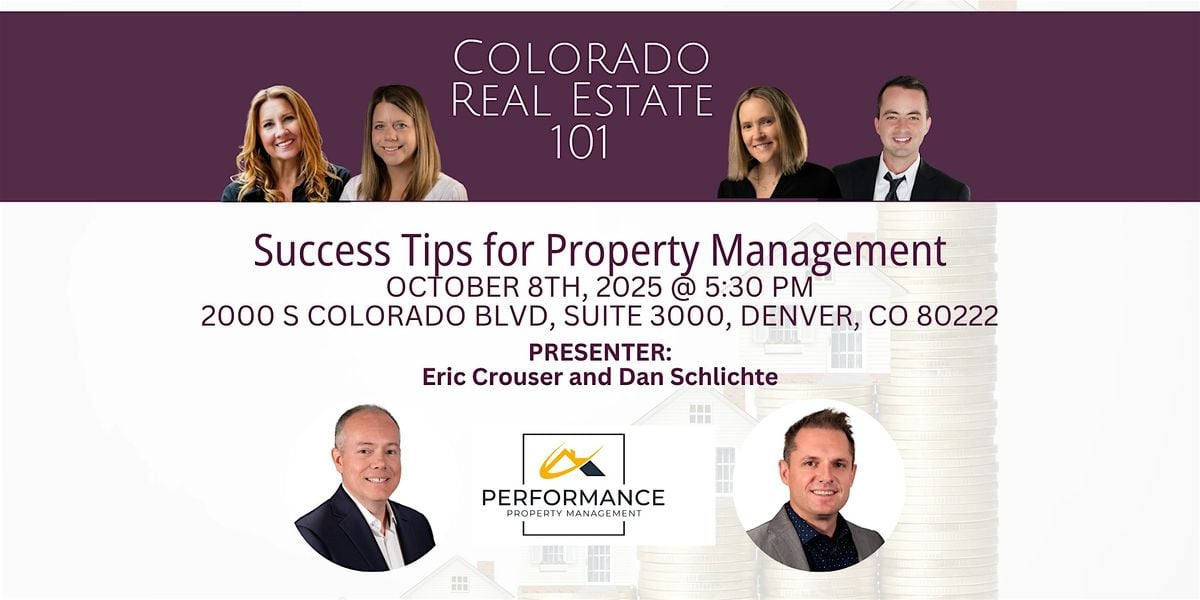 Colorado Real Estate 101 - Success Tips for Rental Property Management, 8 October | Event in Denver | AllEvents