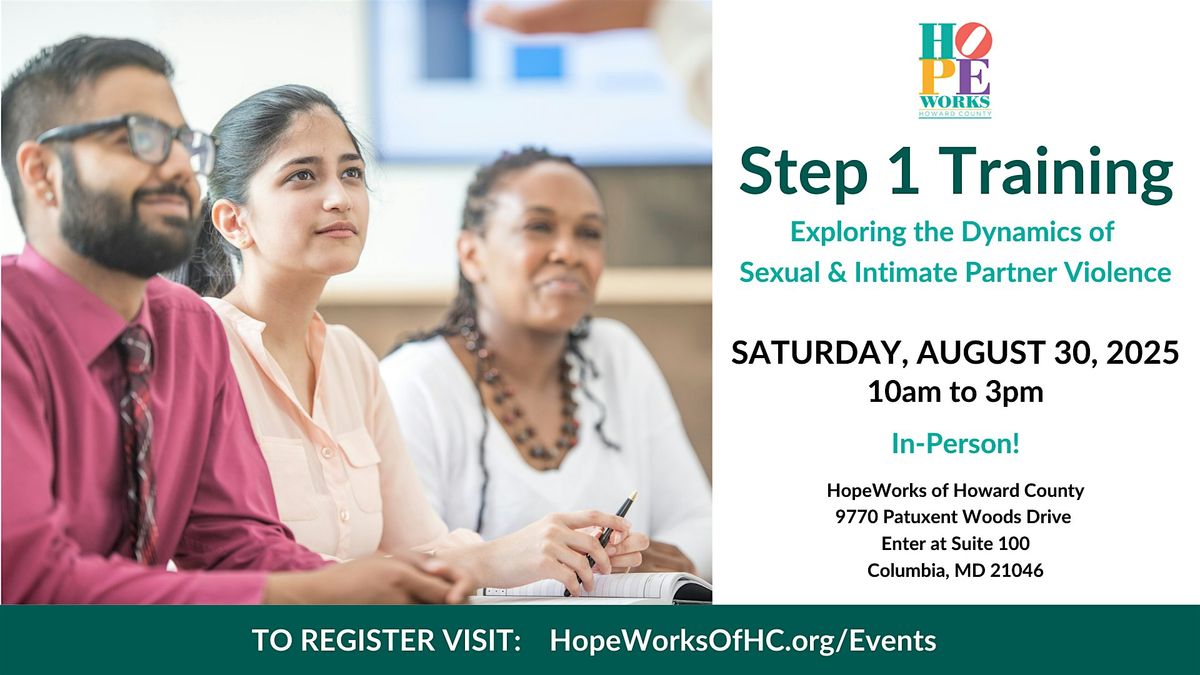 Step 1 Training: Understanding & preventing gendered violence, 30 August | Event in Columbia | AllEvents