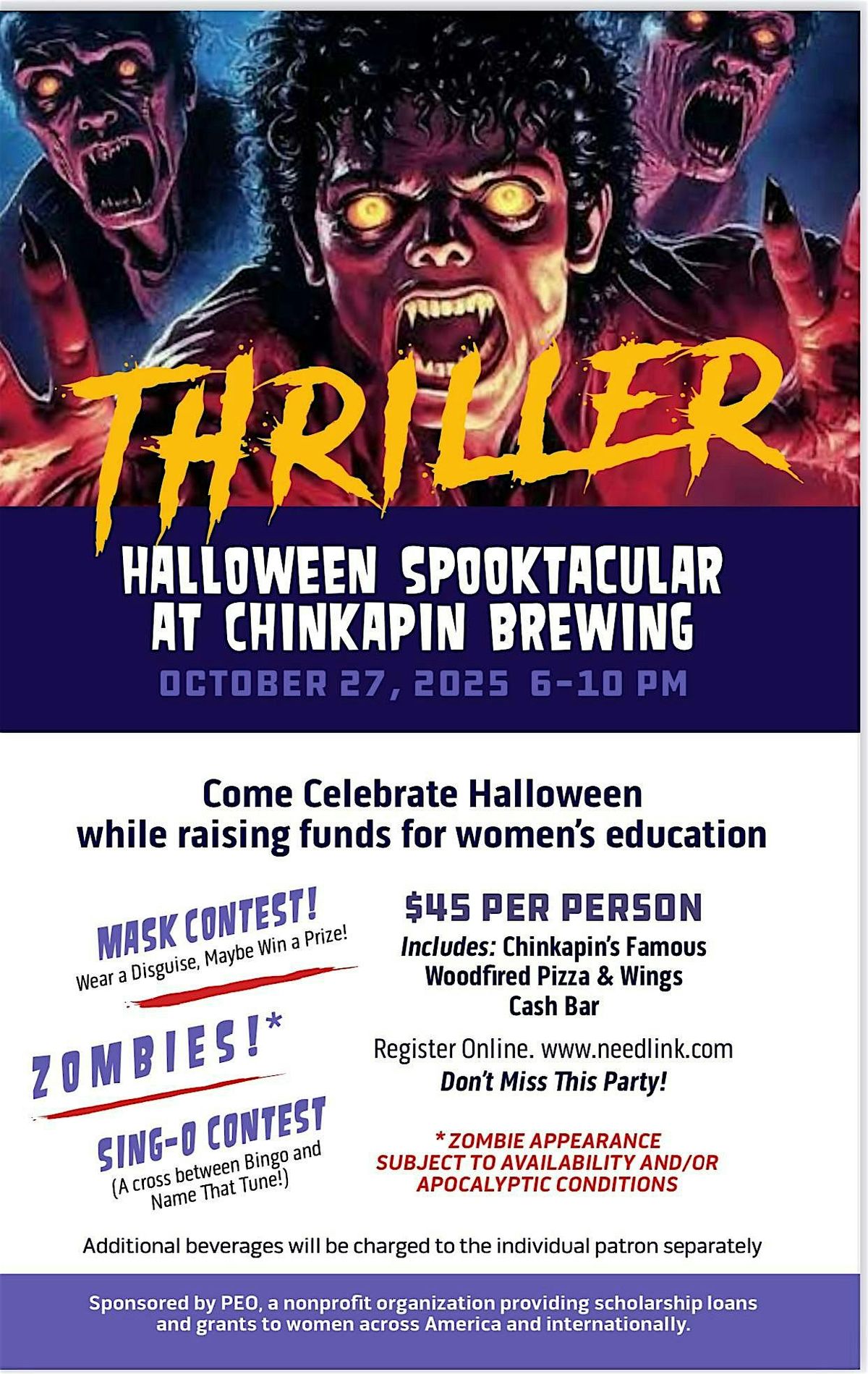 Thriller Halloween Spooktacular Fundraiser Benefiting PEO, 27 October | Event in Georgetown | AllEvents