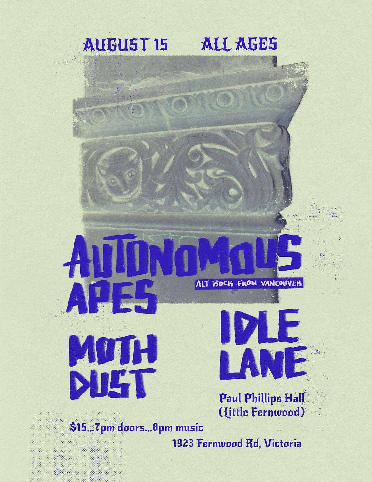 Autonomous Apes, Idle Lane & Moth Dust live in Victoria Paul Phillips Hall, 15 August | Event in Victoria