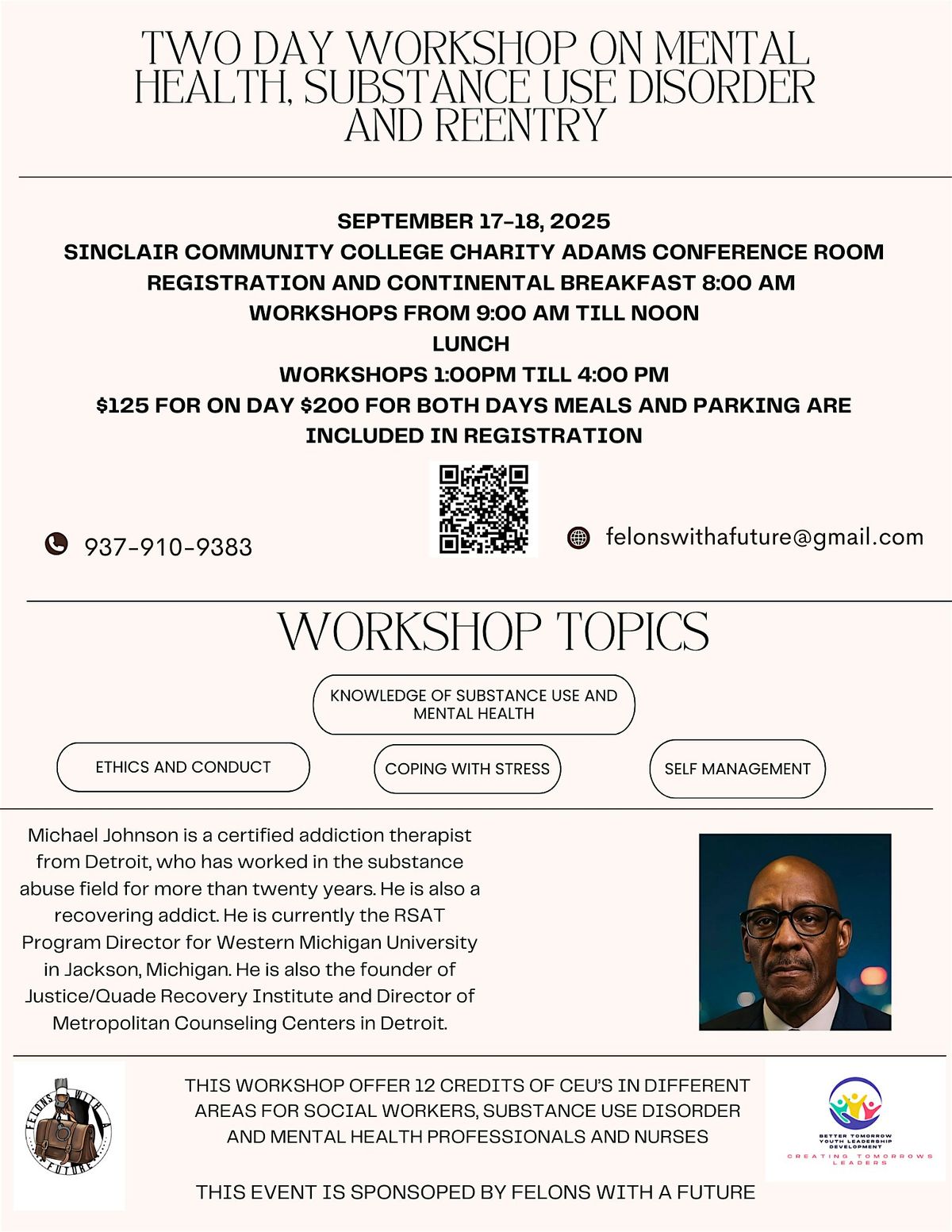 TWO DAY WORKSHOP ON MENTAL HEALTH SUBSTANCE USE DISORDER AND RE-ENTRY, 17 September | Event in Dayton | AllEvents