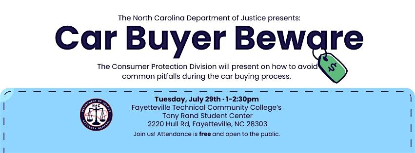 Car Buyer Beware, 29 July | Event in Fayetteville | AllEvents
