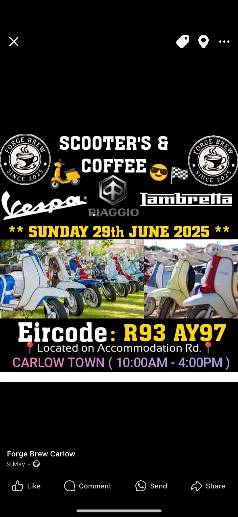 FORGE BREW CARLOW SCOOTERS N COFFEE, 16 July | Event in Carlow | AllEvents
