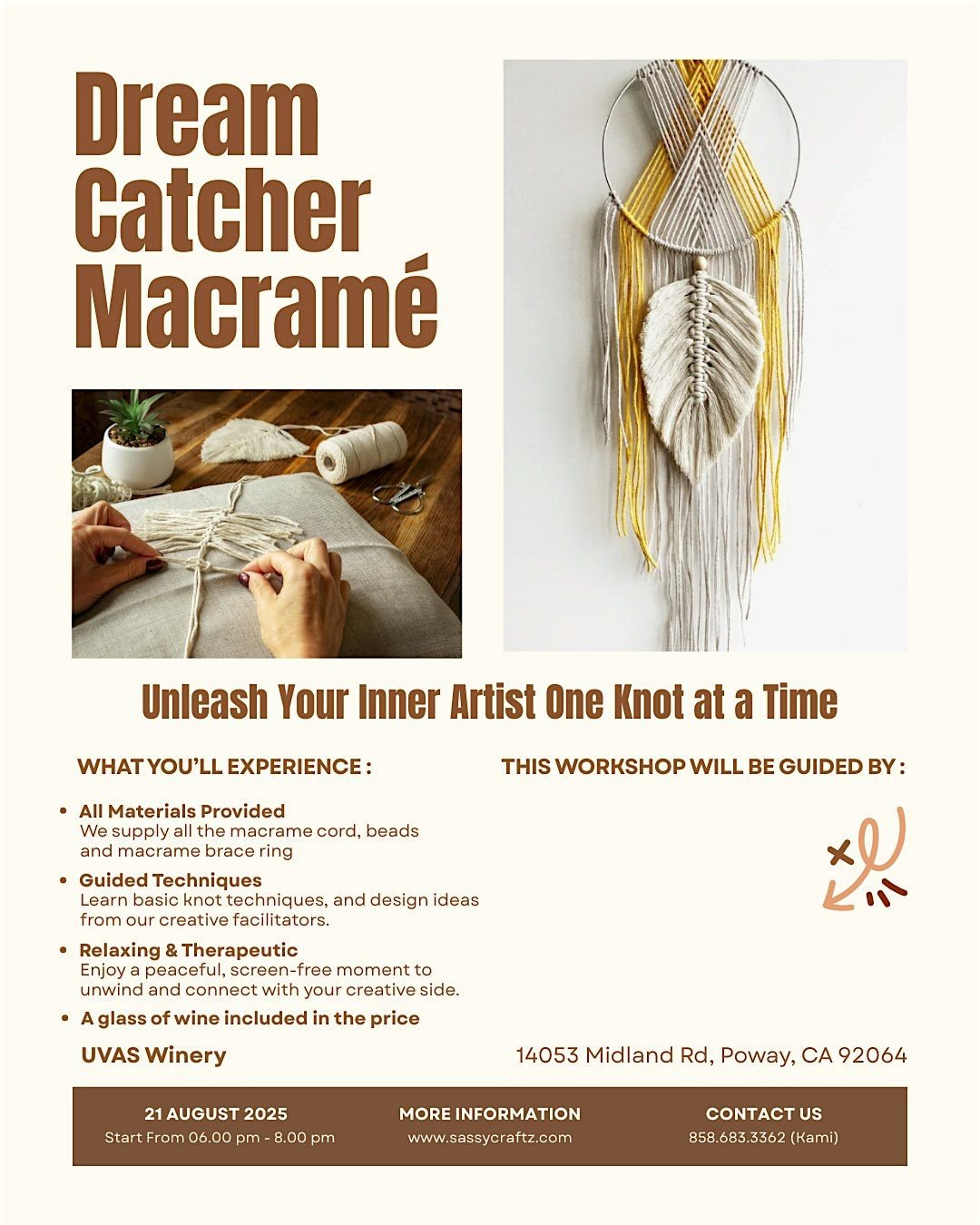 Dream Catcher Macrame, 21 August | Event in Poway | AllEvents