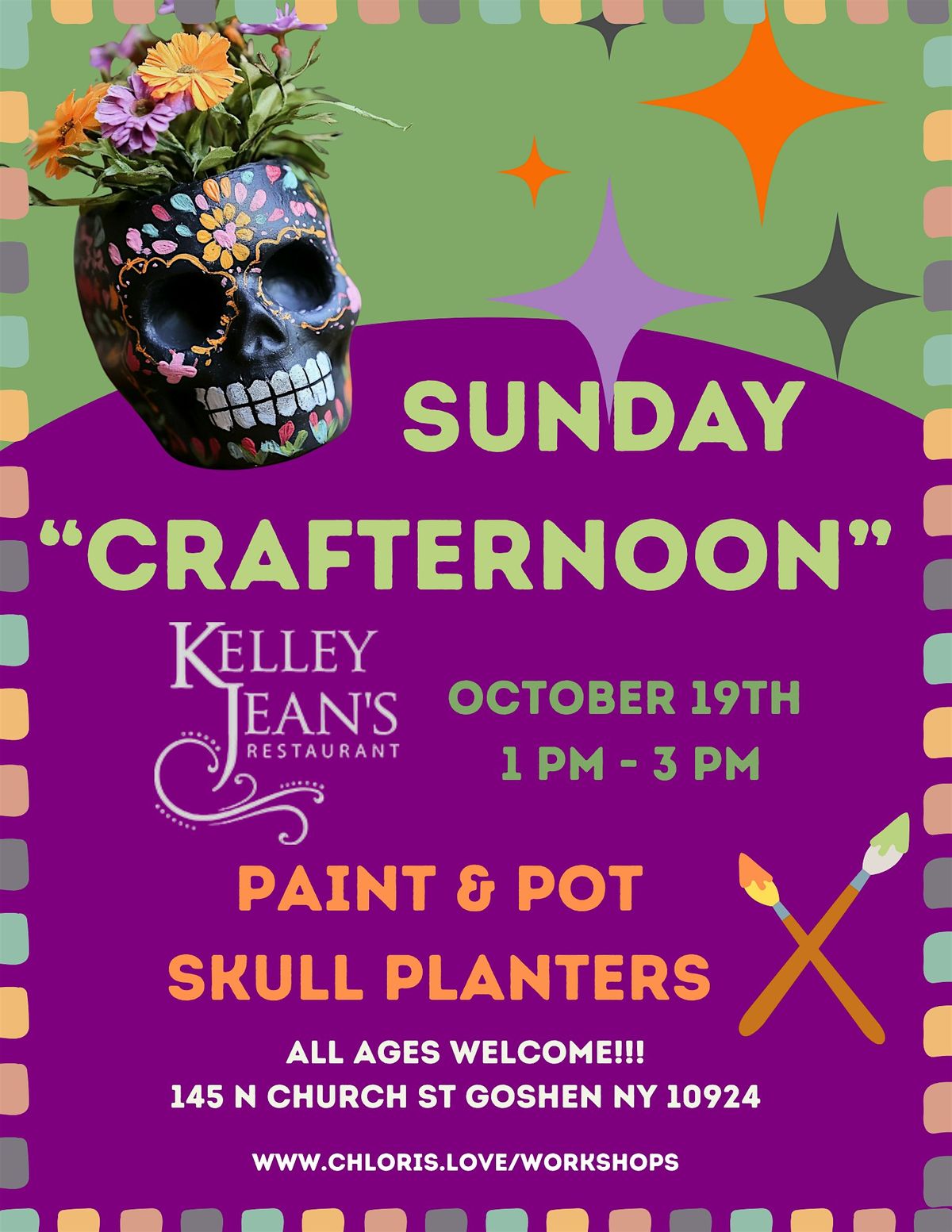 Sunday Crafternoon at Kelly Jeans: Paint &Pot Your Own Sugar Skull Planters, 19 October | Event in Goshen
