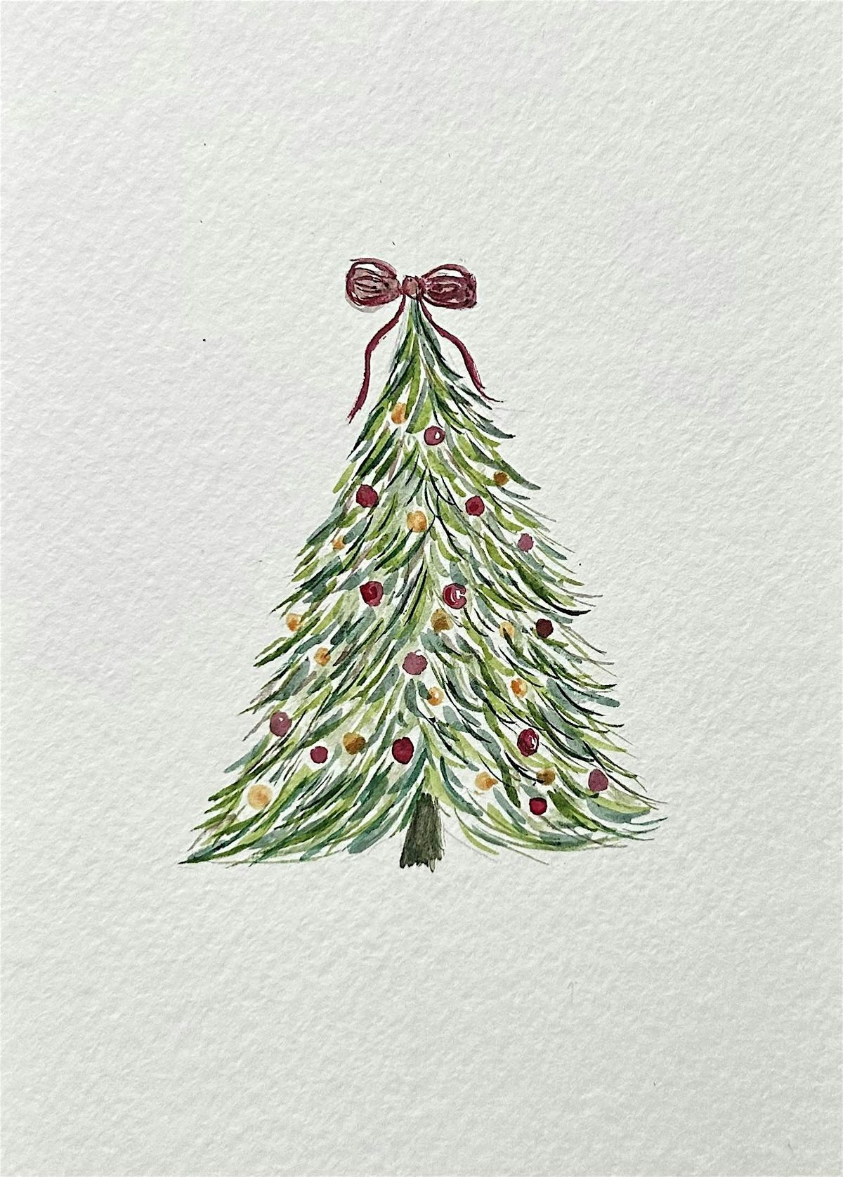 Deck The Halls Christmas Tree Watercolor Painting Class for Beginners, 18 December | Event in South Yarmouth
