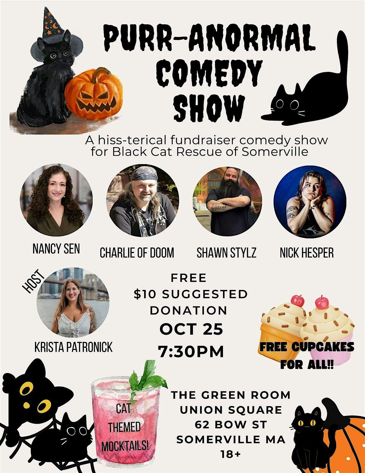 Purranormal Comedy Show for Black Cat Rescue of Somerville, 25 October | Event in Somerville | AllEvents