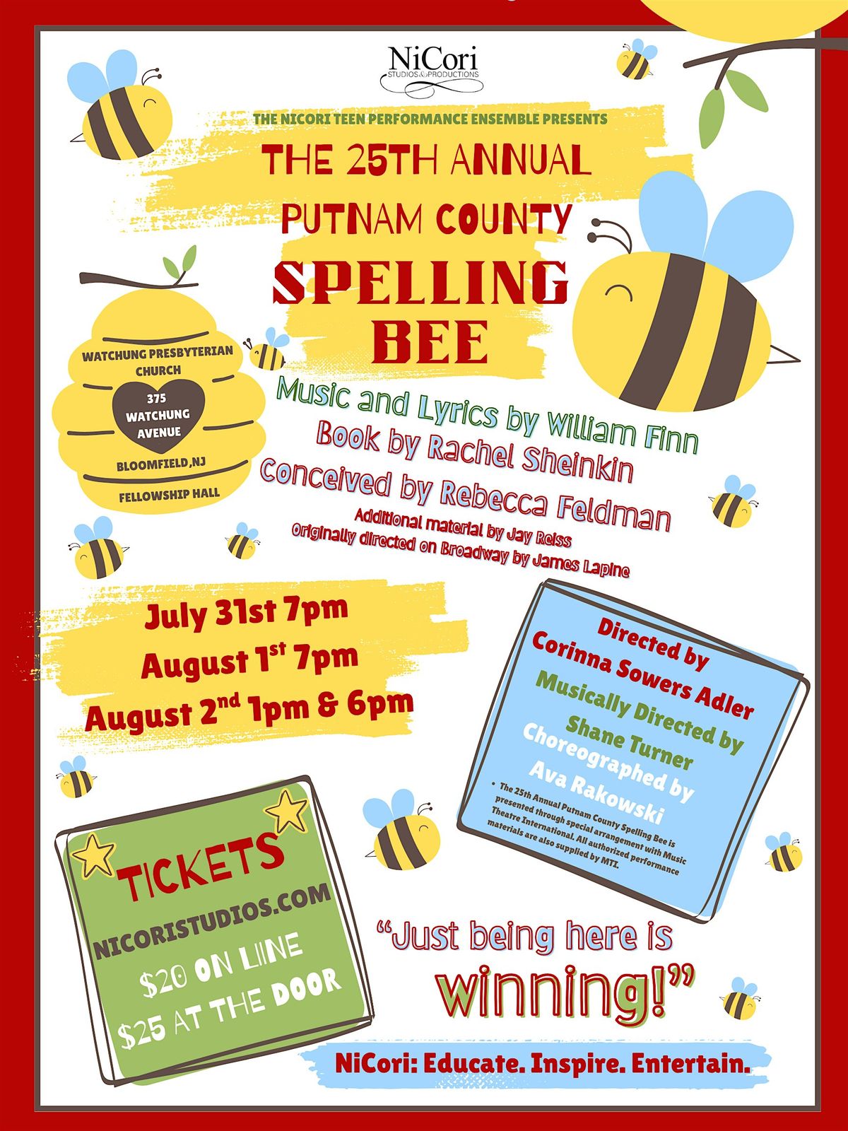 NICORI TEENS in THE 25TH ANNUAL PUTNAM COUNTY SPELLING BEE, 31 July | Event in Bloomfield | AllEvents