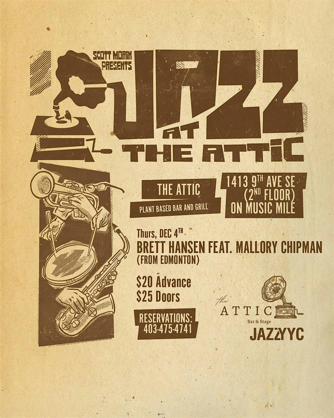 Jazz at The Attic: BRETT HANSEN ft. MALLORY CHIPMAN, 4 December | Event in Calgary | AllEvents