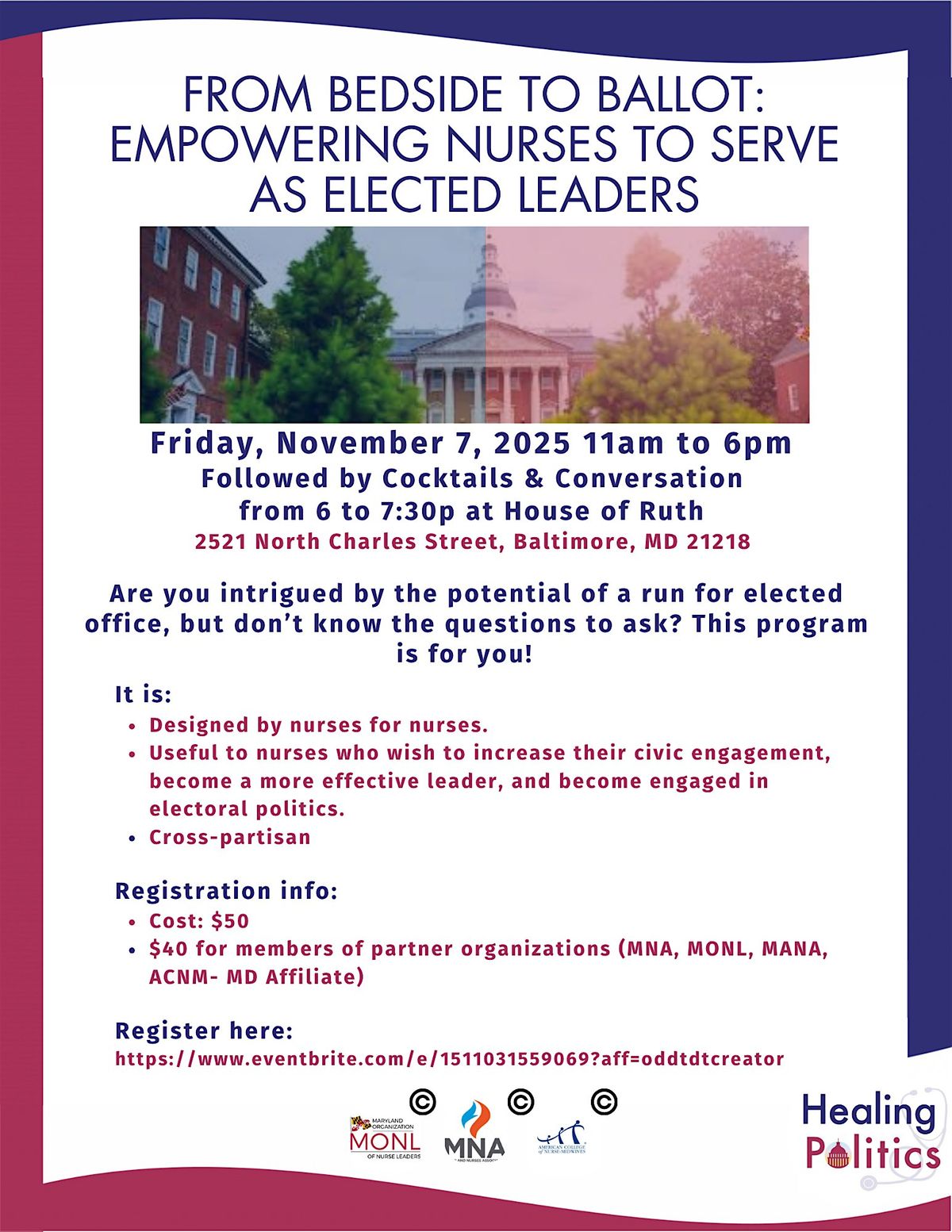 From Bedside to Ballot: Empowering Nurses to Serve as Elected Leaders, 7 November | Event in Baltimore | AllEvents