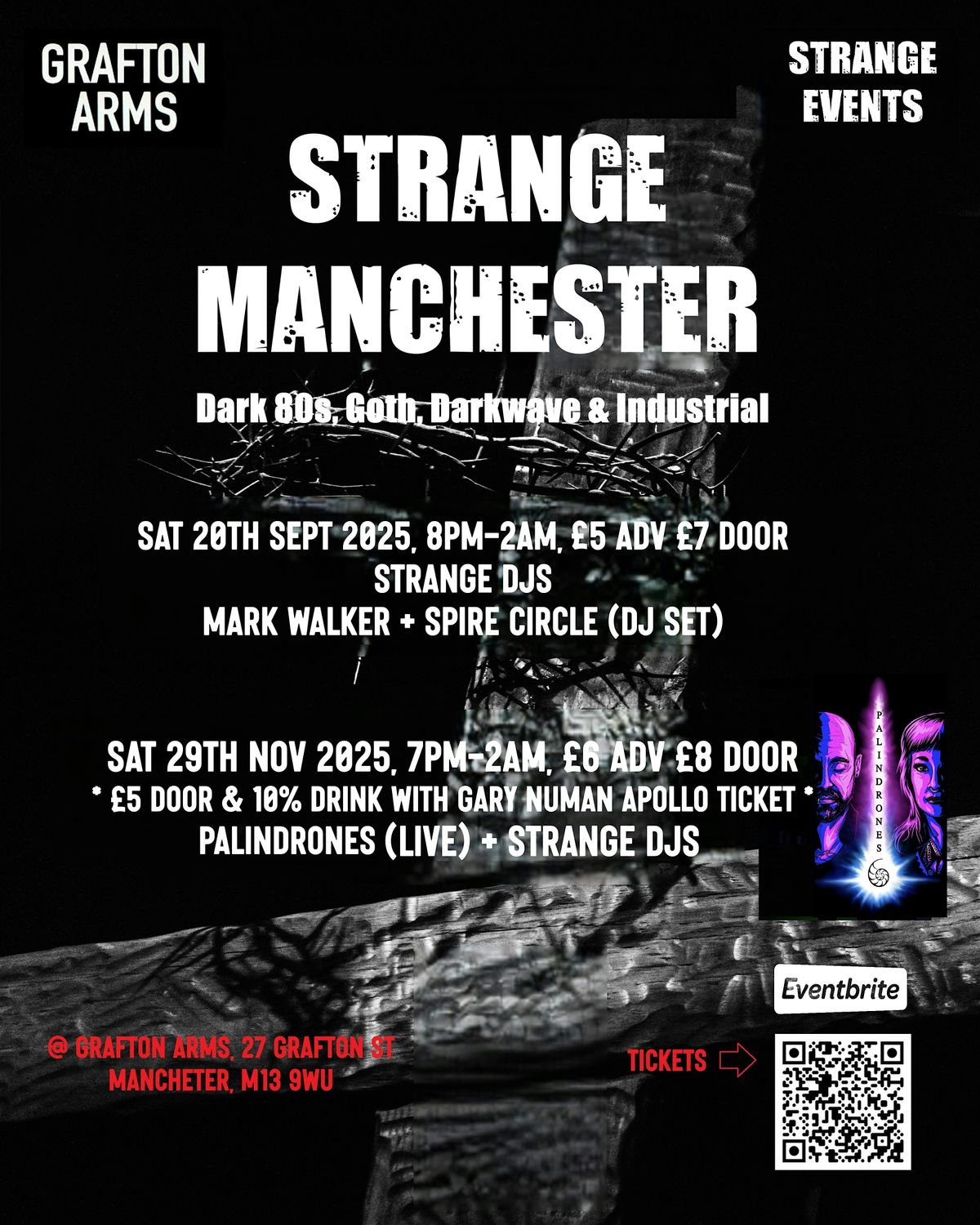 Strange Manchester + Palindrones live & cheap entry with Gary Numan ticket, 29 November | Event in Manchester