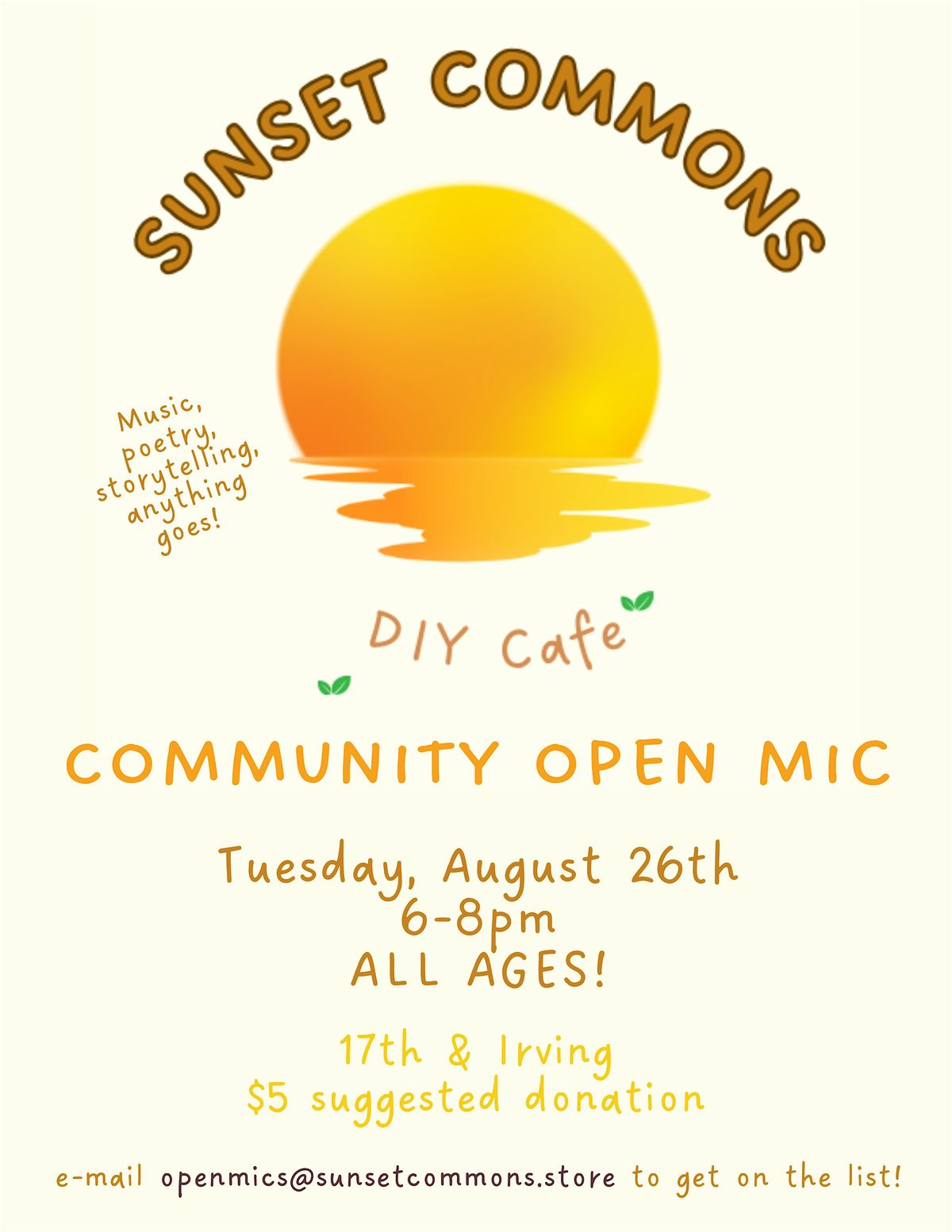 Sunset Commons Open Mic, 26 August | Event in San Francisco | AllEvents