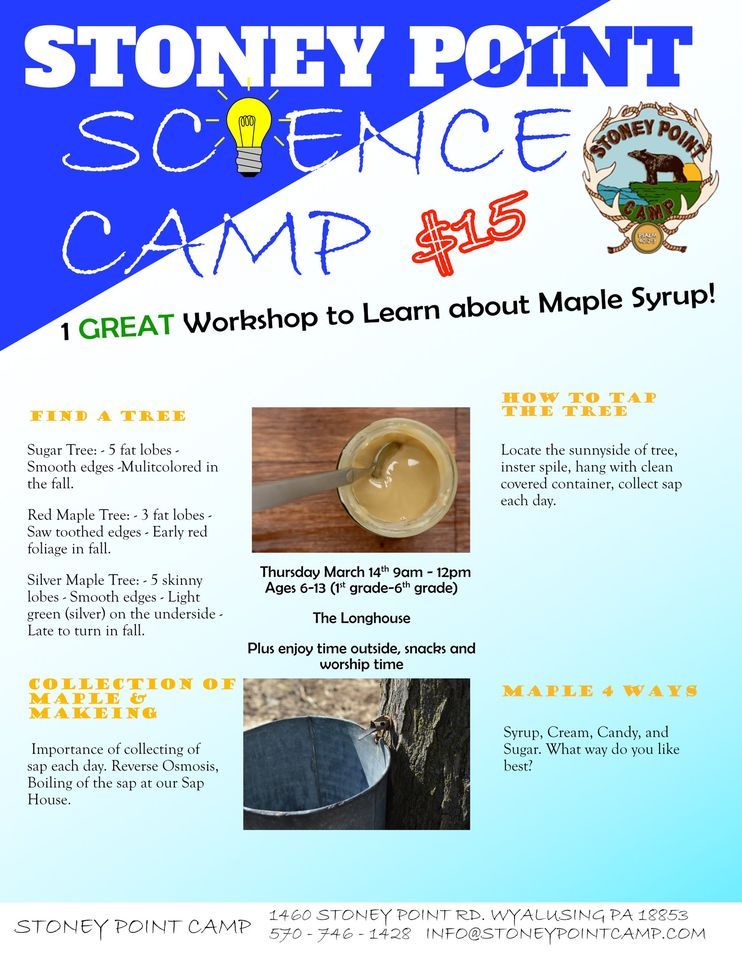 Spring Sceinice Camp Maple Syrup, Stoney Point Camp, Wyalusing, March 14 2024 AllEvents.in